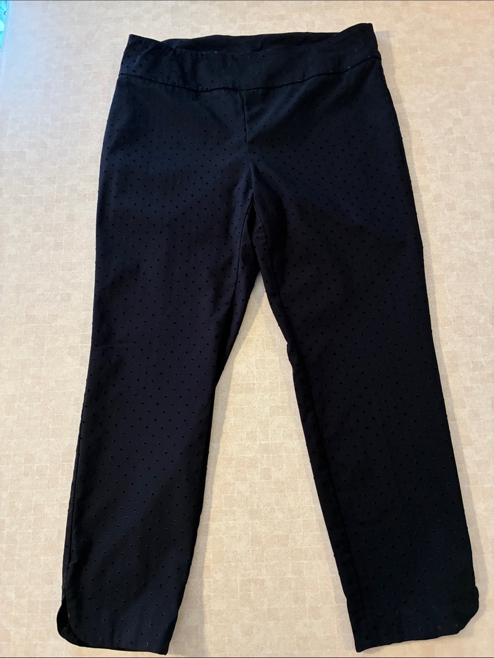 Soft Surroundings Black Textured Poka Dot Pull-On Pants LP